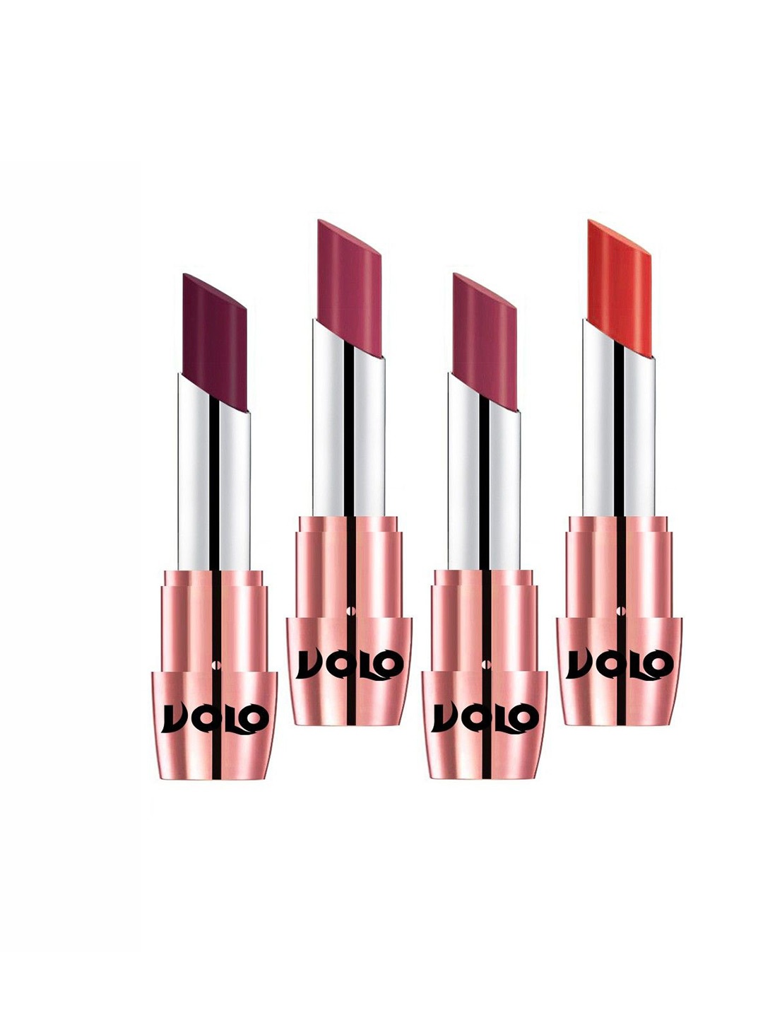 

VOLO Set Of 4 Creme Matte Lipsticks - 3.5 g Each - Cherry-Orange-Wine-Rose Pink, Red