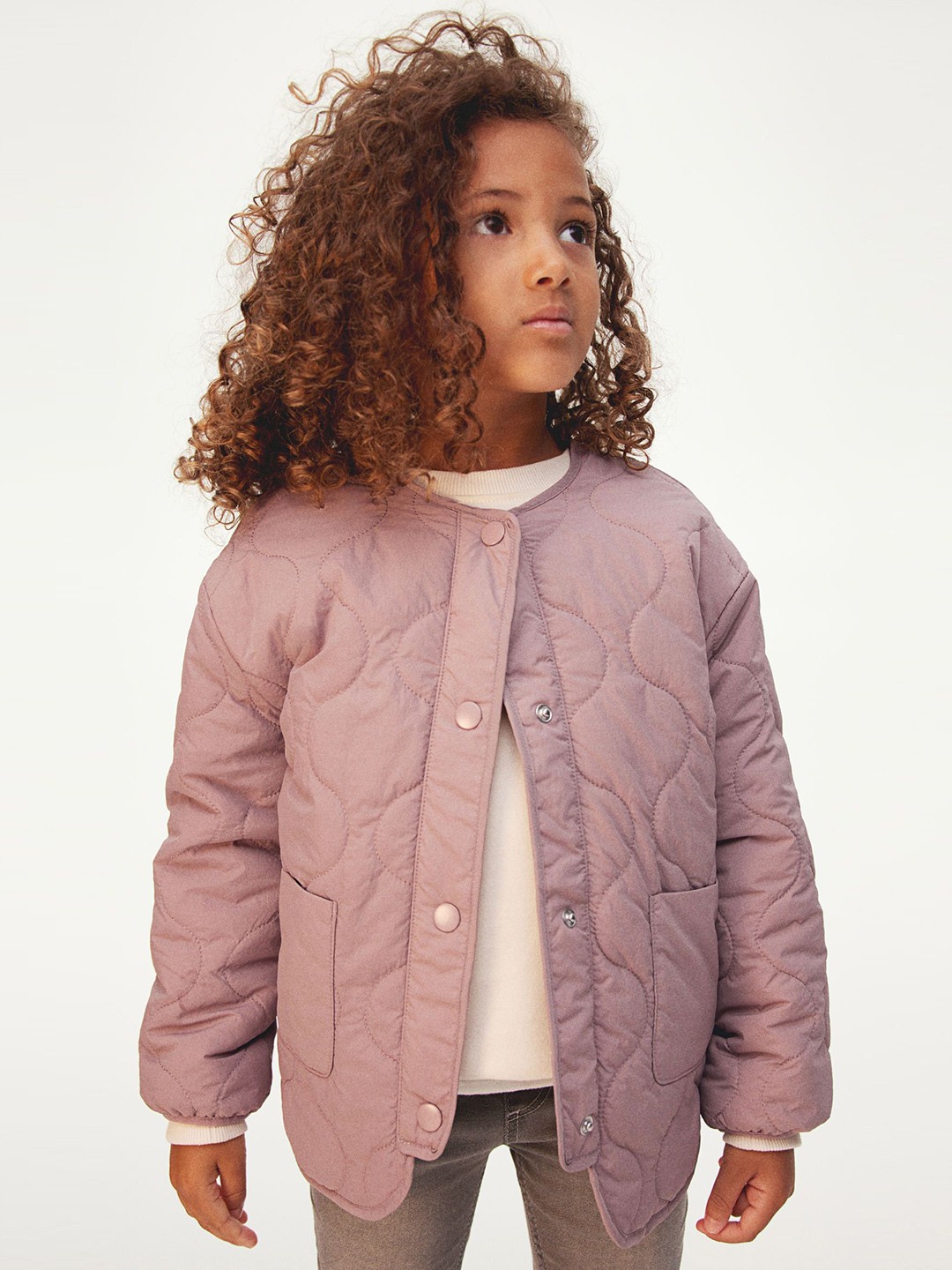 

H&M Girls Drop Shoulder Quilted Jackets, Pink