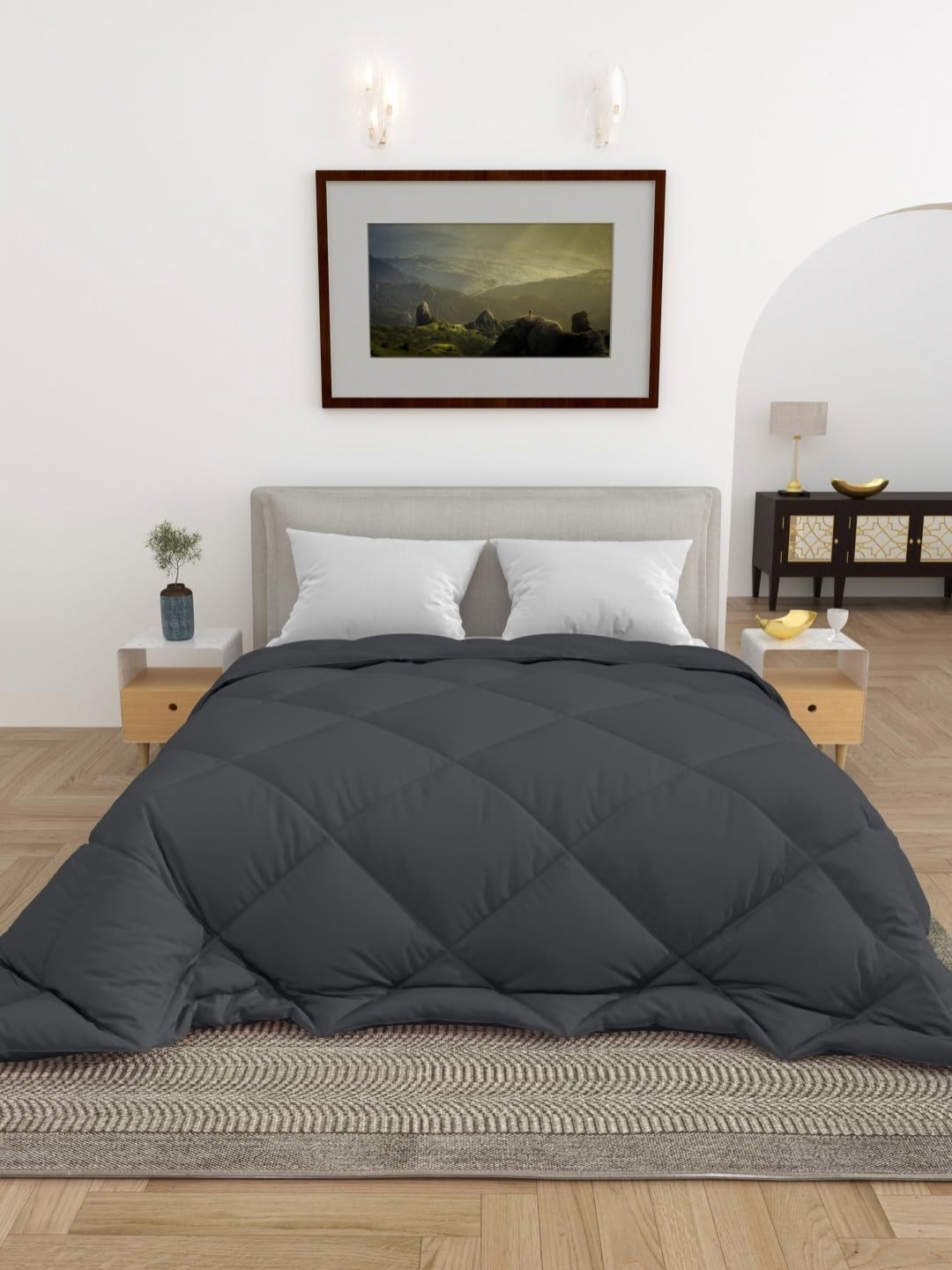 

CHICERY Grey Heavy Winter Double Bed Comforter