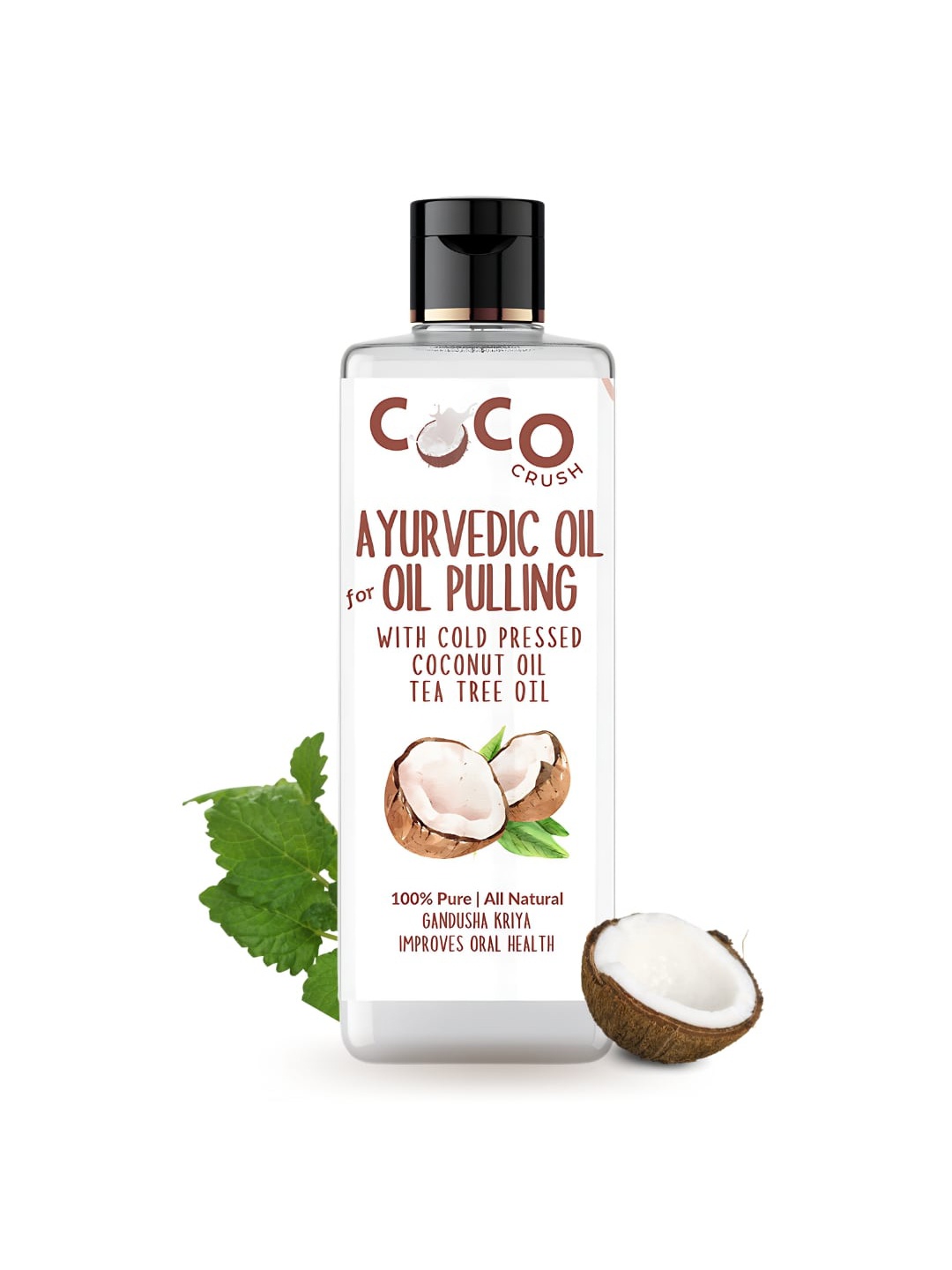 

Coco Crush Cold Pressed Coconut & Tea Tree Oil For Pulling -100ml, Transparent