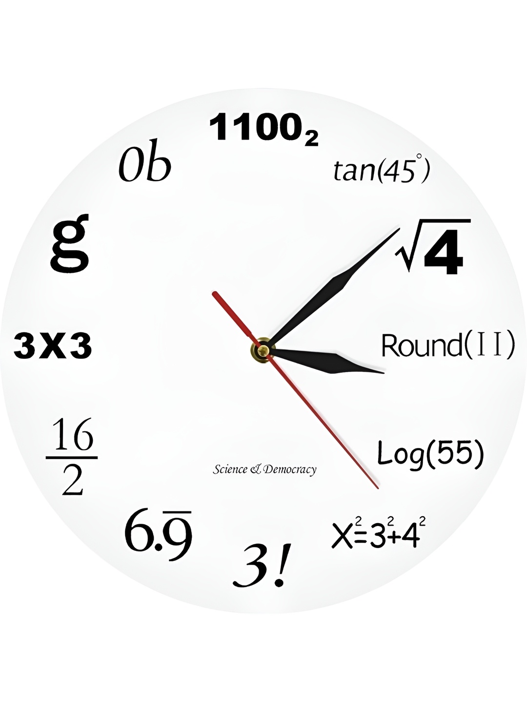 

QEZNEF White & Black Round Shaped Contemporary Analogue Wooden Wall Clock