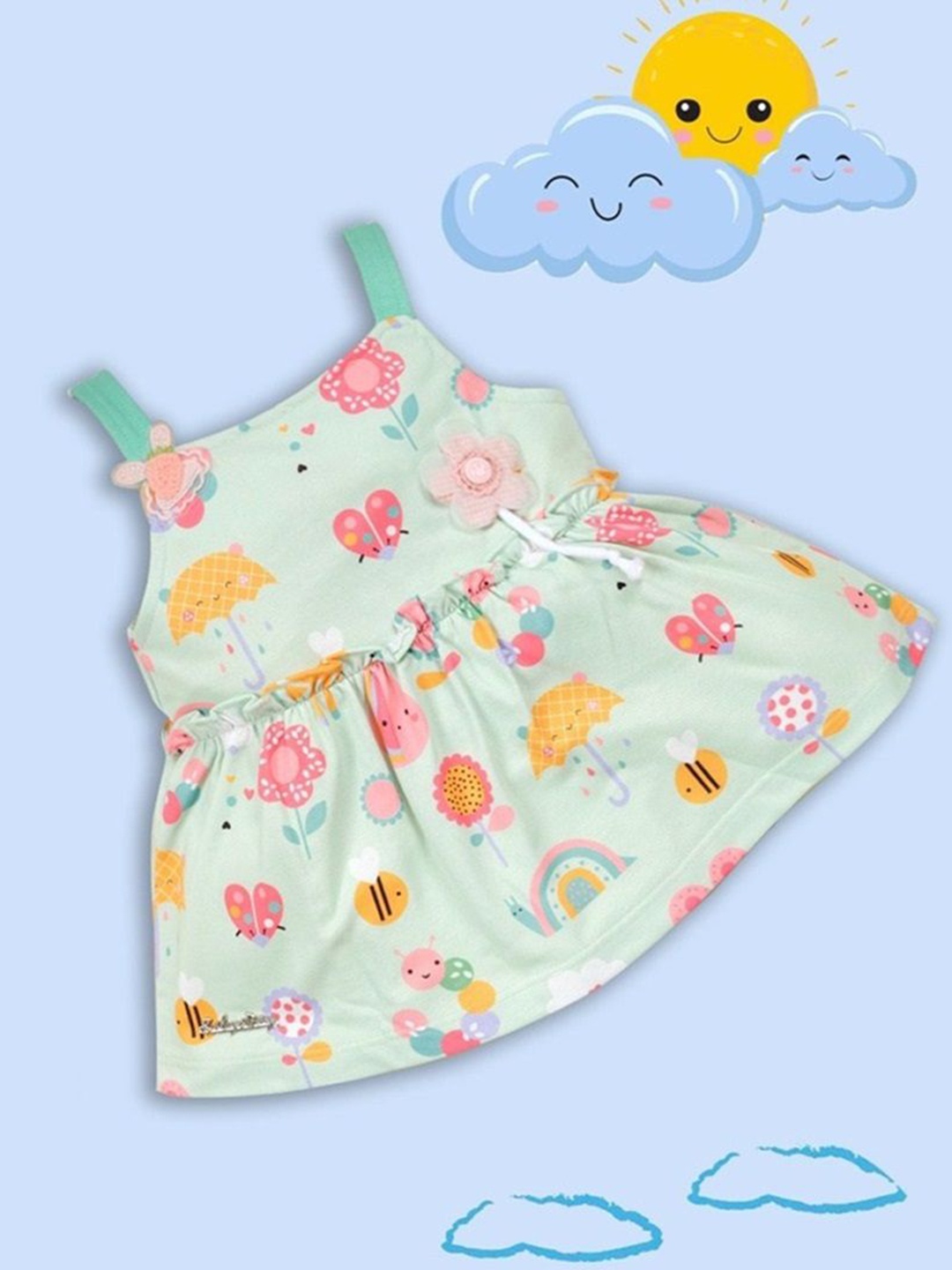 

Babys Day Girls Floral Print Fit & Flare Midi Dress, Green