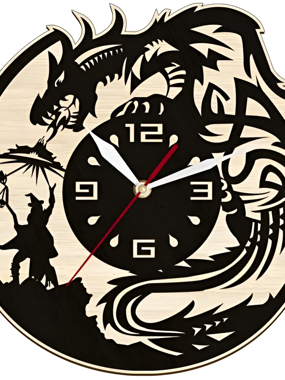 

QEZNEF Beige & Black Abstract Shaped Contemporary Analogue Wooden Wall Clock