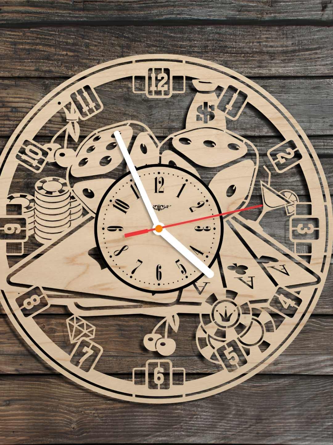 

QEZNEF Beige and White Textured Round Shaped Wooden Analogue Contemporary Wall Clock