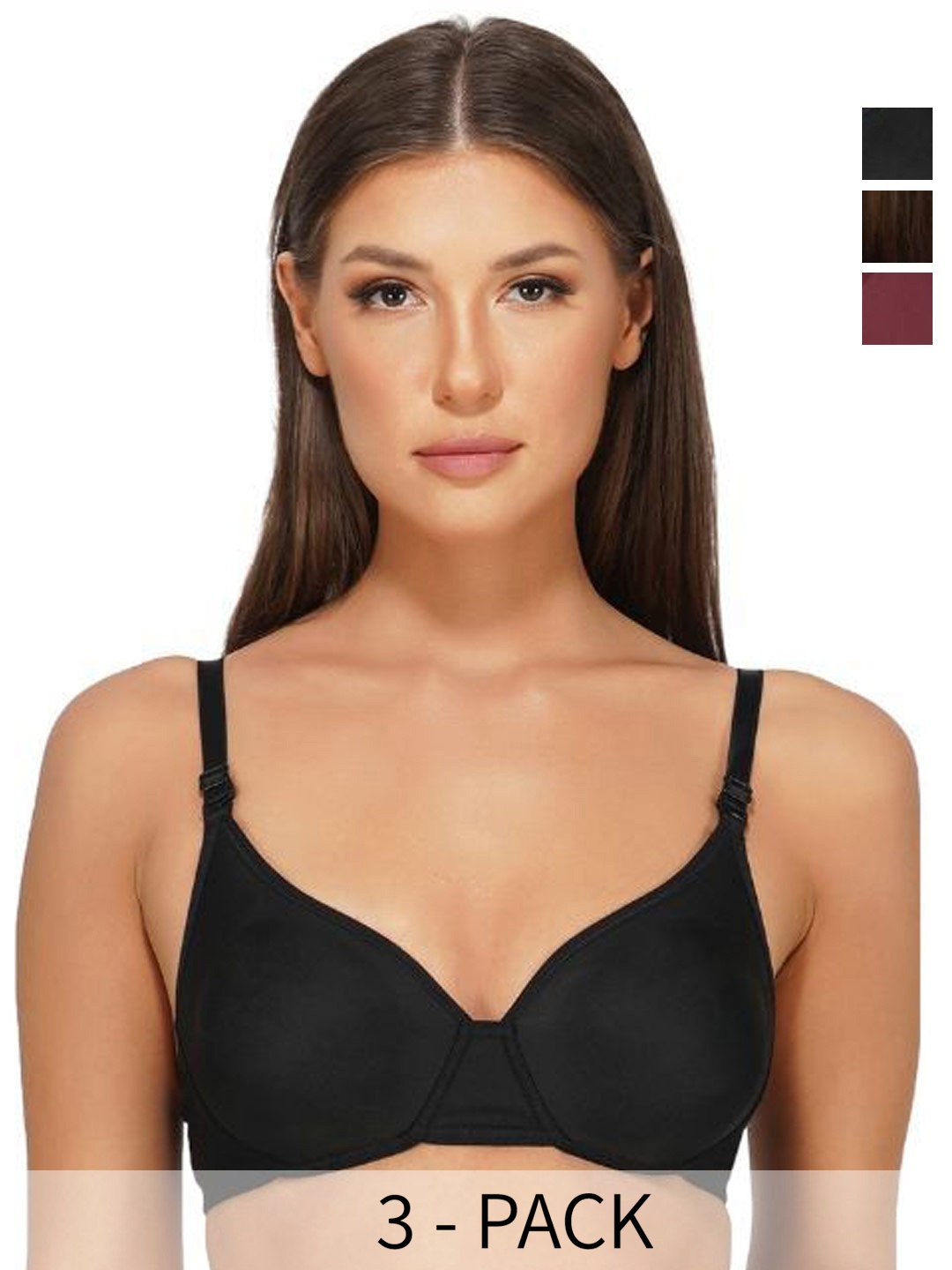 

INGRID Women Durable & Long Lasting Cotton Everyday Underwired Padded Bra, Black