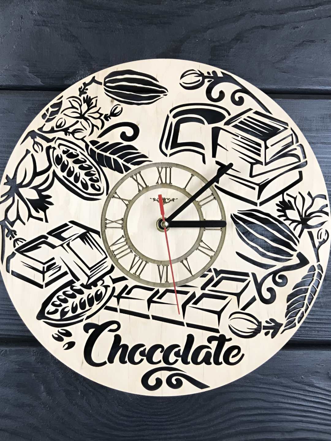 

QEZNEF Beige & Black Printed Analogue Wooden Contemporary Wall Clock