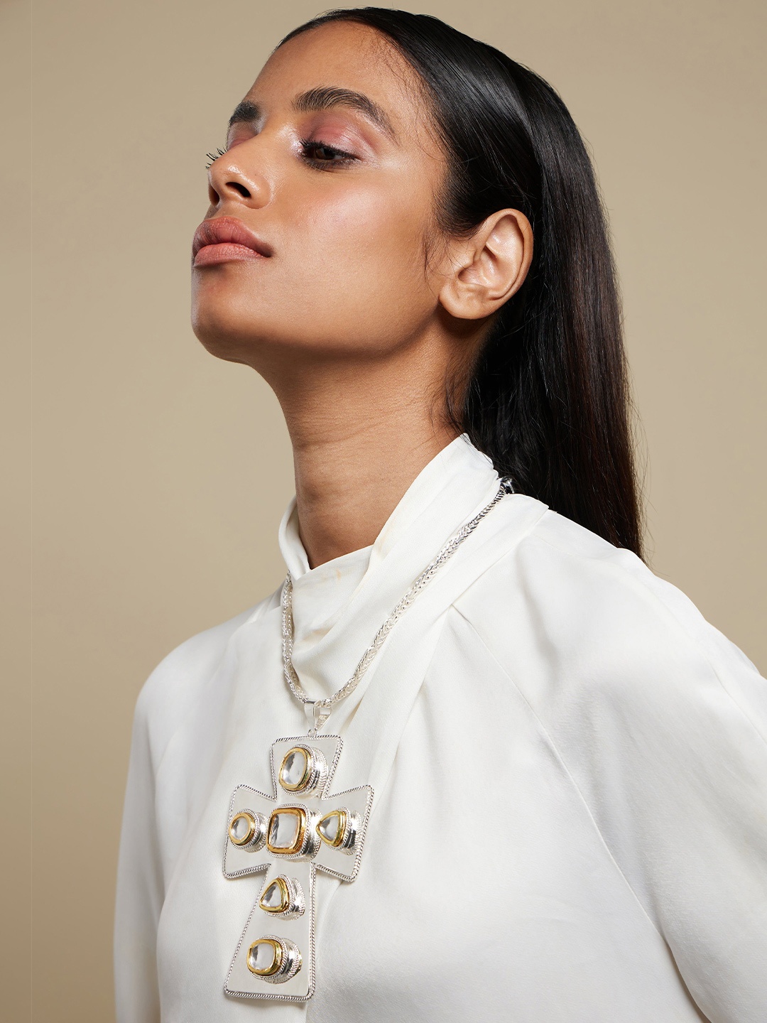 

VALLIYAN BY NITYA Copper Rhodium-Plated Necklace, Silver