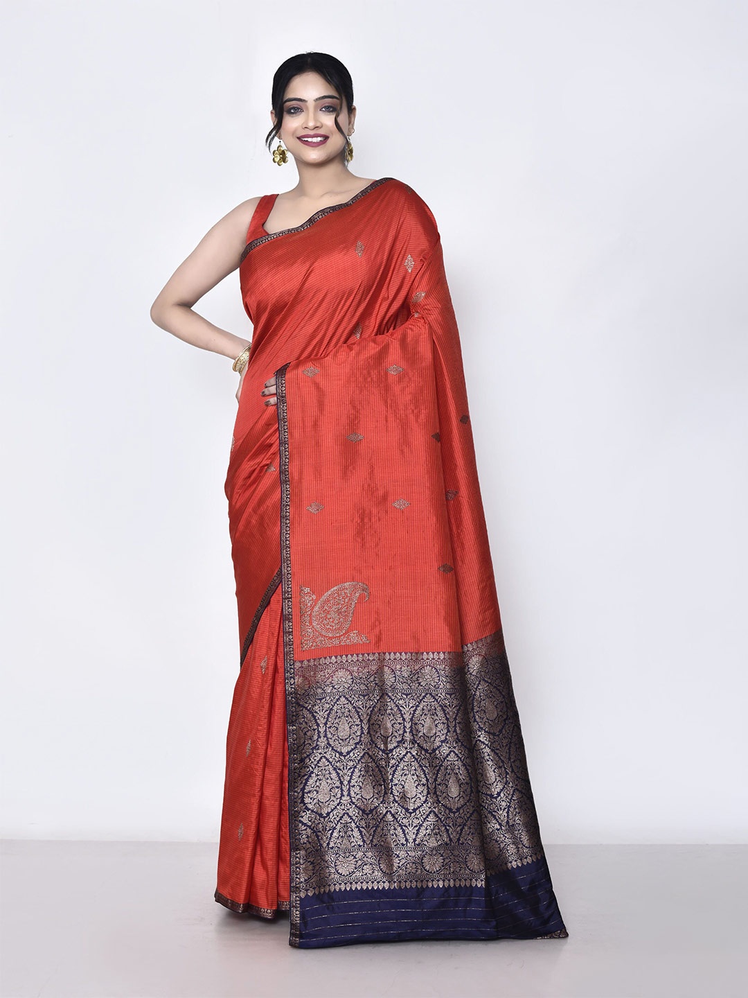 

SPRISH Woven Design Zari Pure Silk Banarasi Saree, Red