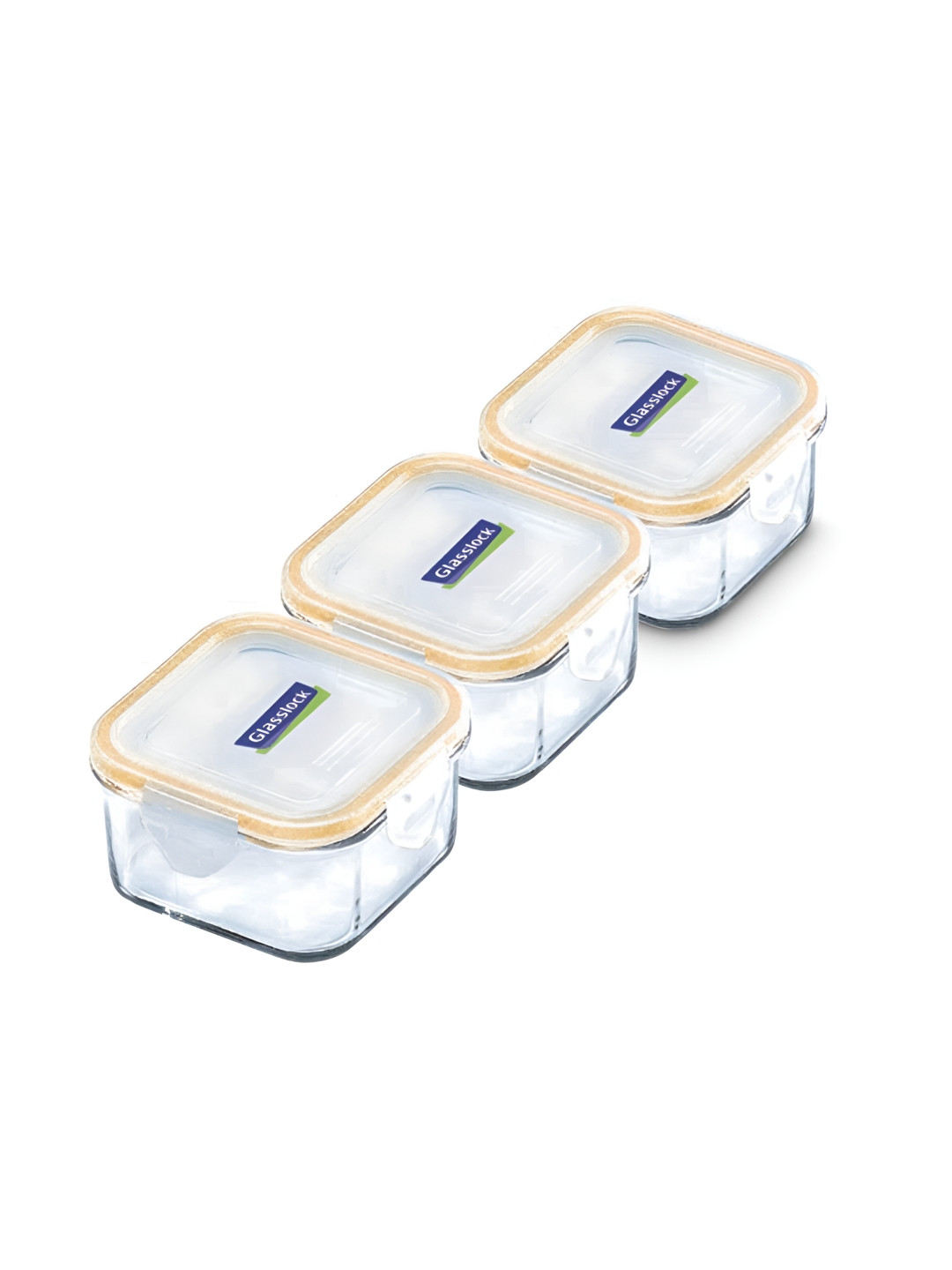 

Glasslock Transparent 3 Pieces Glass Microwave Safe Lunch Box 400ml