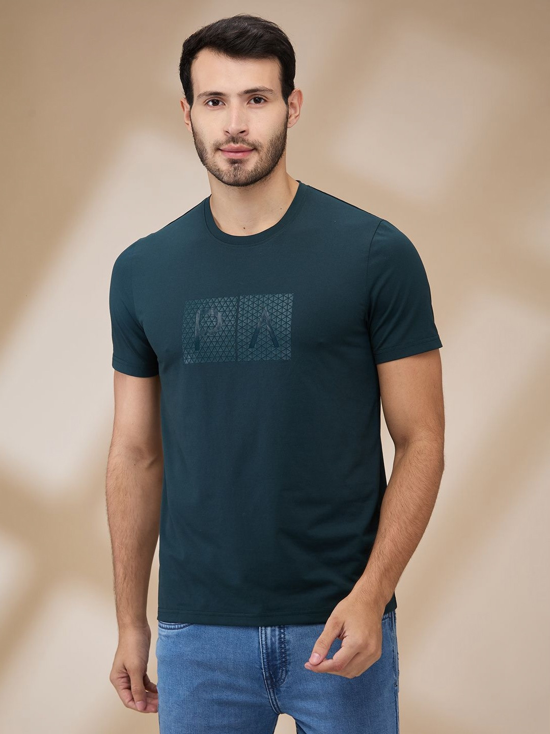 

Park Avenue Men Typography Printed Round Neck Cotton Slim Fit T-shirt, Green