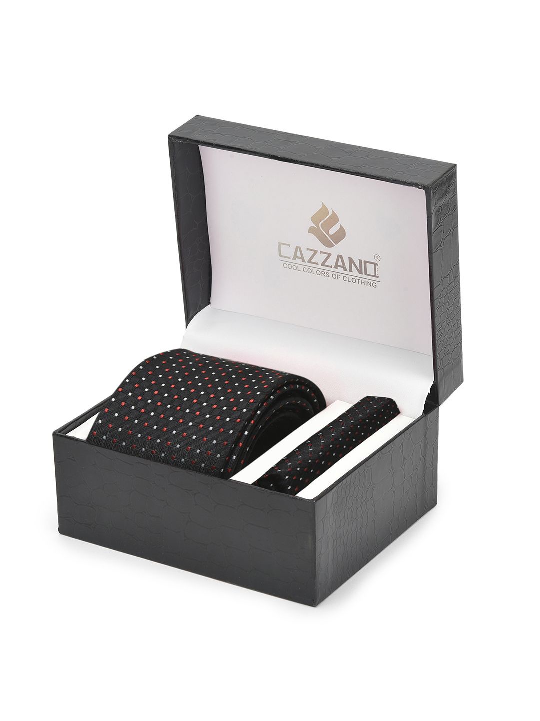 

Cazzano Men Accessory Gift Set Of Tie & Pocket Square, Black