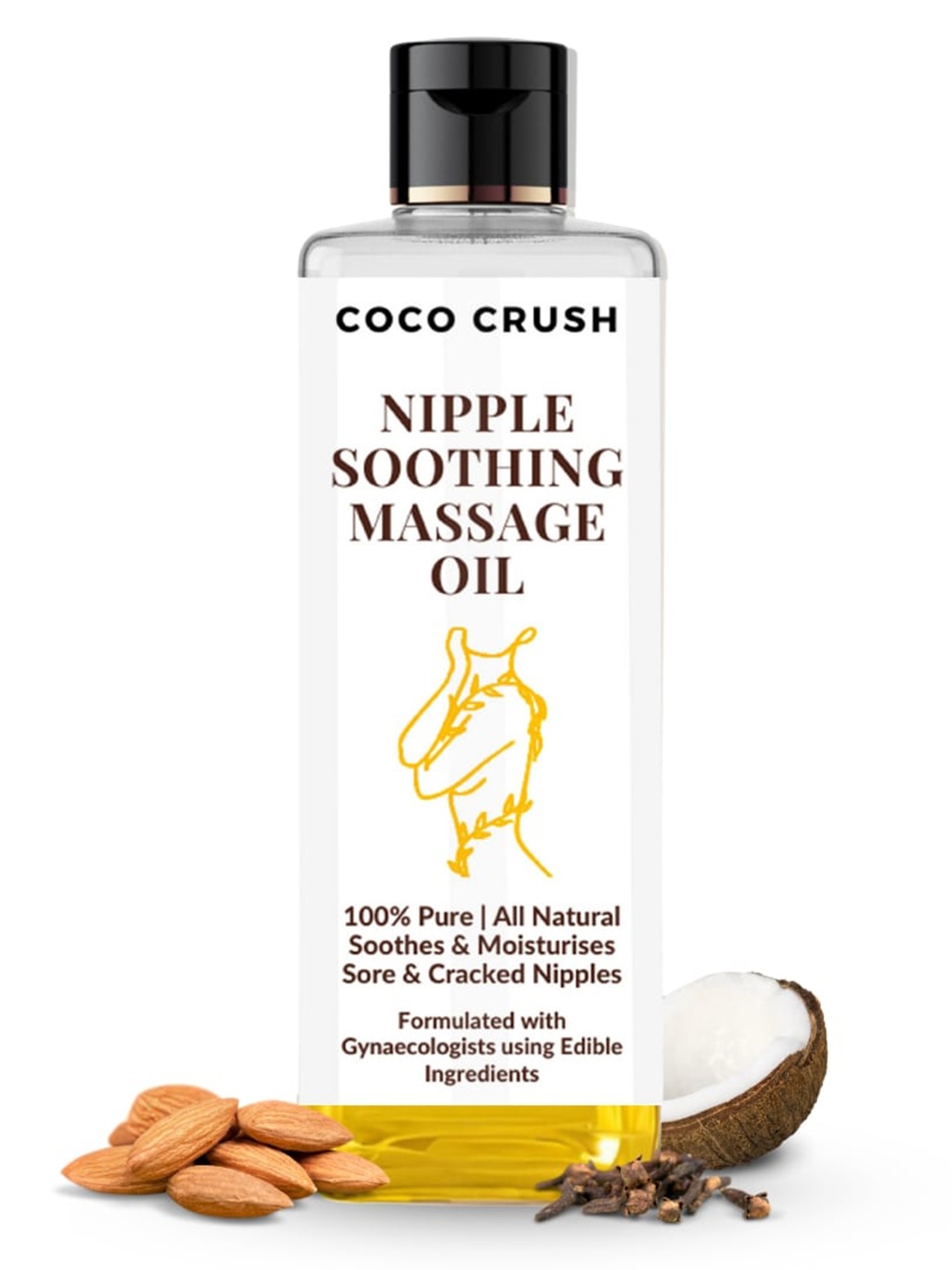 

Coco Crush Nipple Soothing Massage Oil With Almond & Vitamin E Oil 50 ml, Transparent