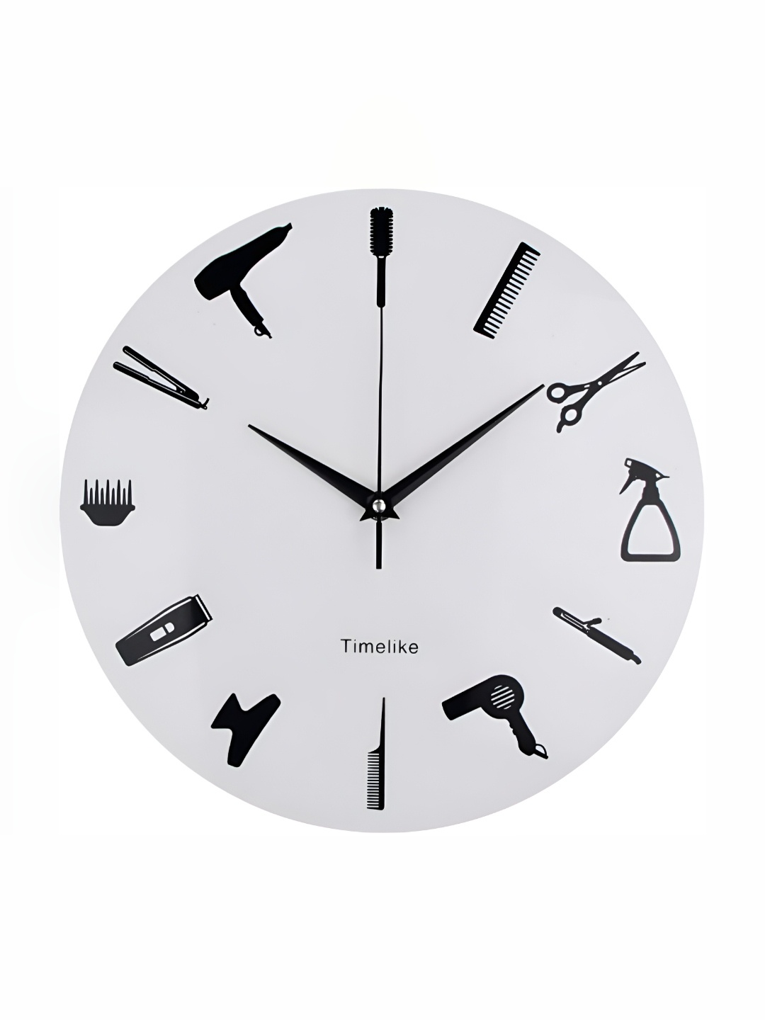 

QEZNEF White Printed Round Contemporary Analogue Wooden Wall Clock Without Glass