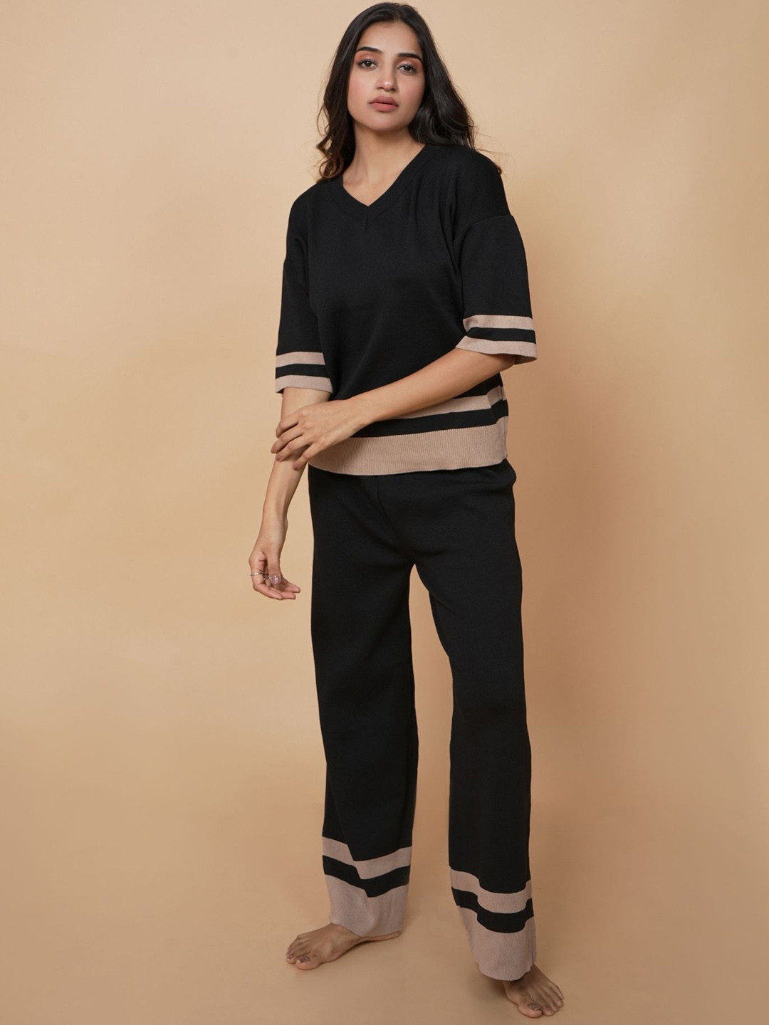 

ANSEE by Addery Top With Pyjamas Night Suit, Navy blue