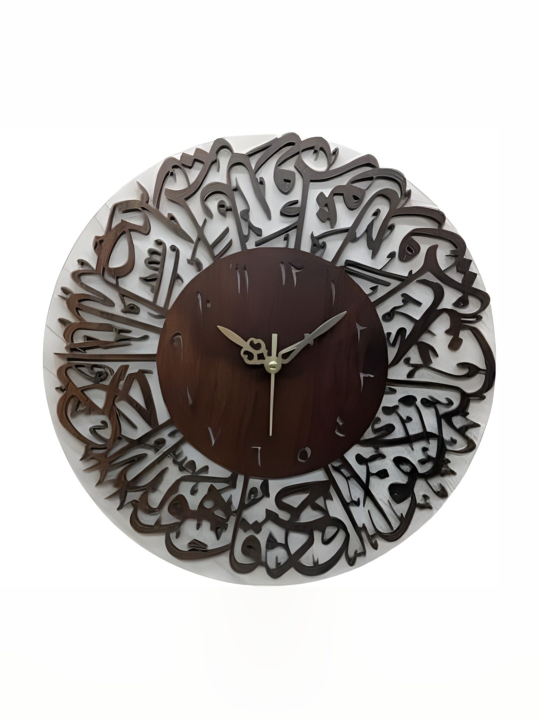 

QEZNEF Brown Textured Round Traditional Analogue Wooden Wall Clock Without Glass