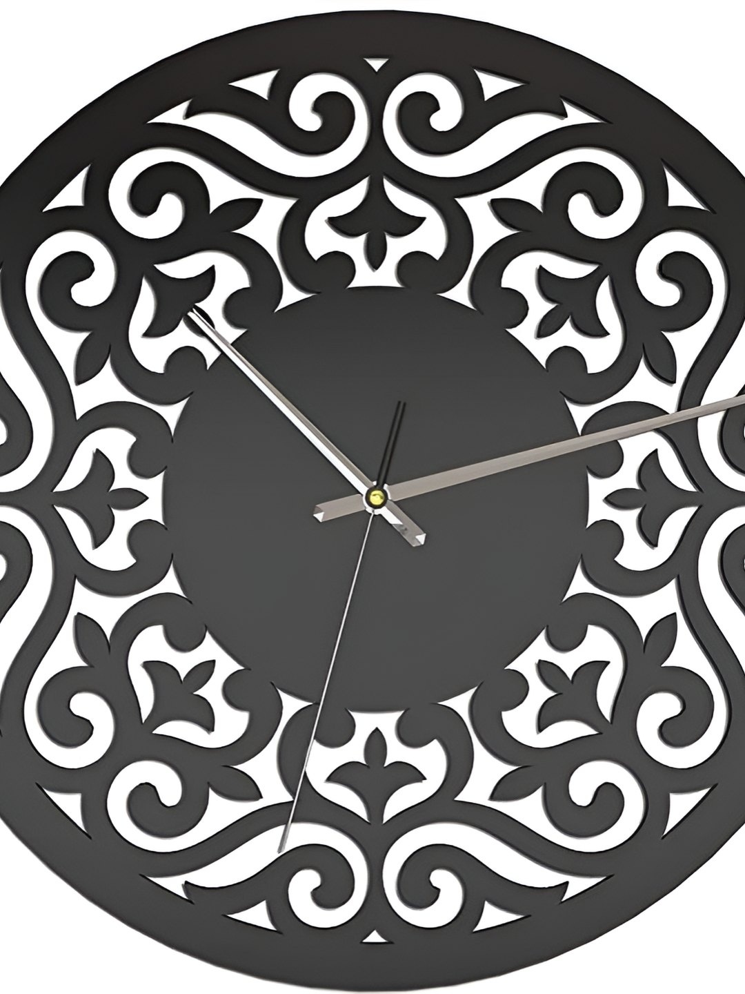 

QEZNEF Black Textured Round Analogue Wooden Wall Clock Without Glass
