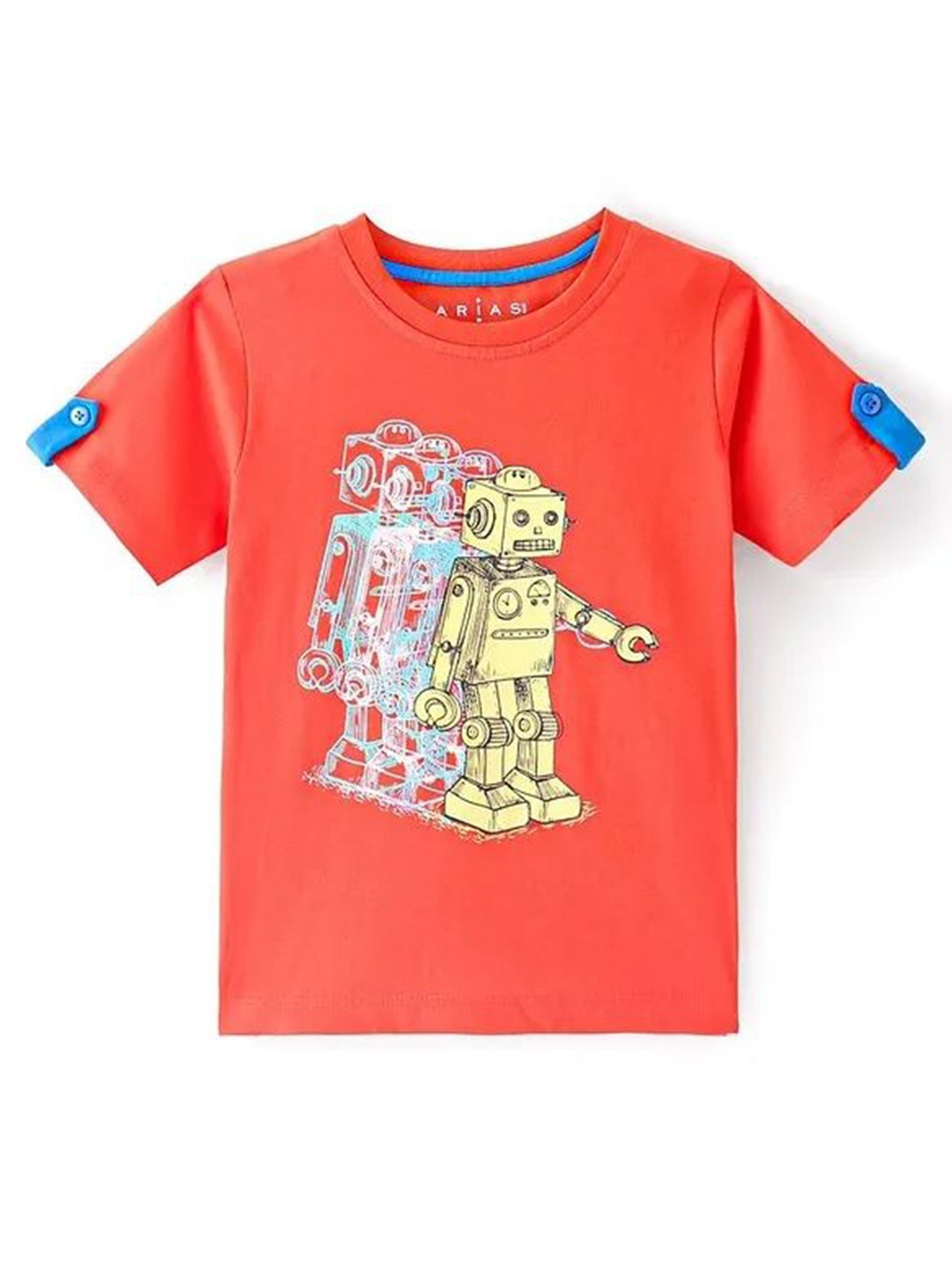 

ARIAS By LARA DUTTA Boys Graphic Printed Round Neck Cotton T-shirt, Orange