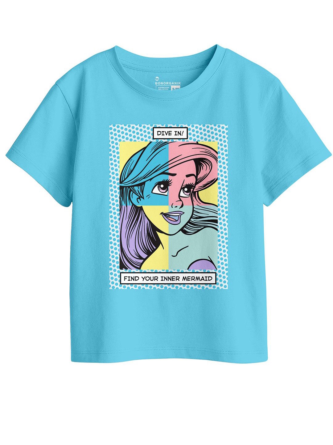 

BonOrganik Girls Graphic Printed Round Neck Cotton T-shirt, Blue