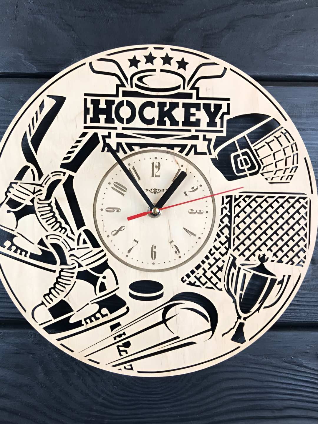 

QEZNEF Beige & Black Printed Round Shaped Wooden Contemporary Wall Clock