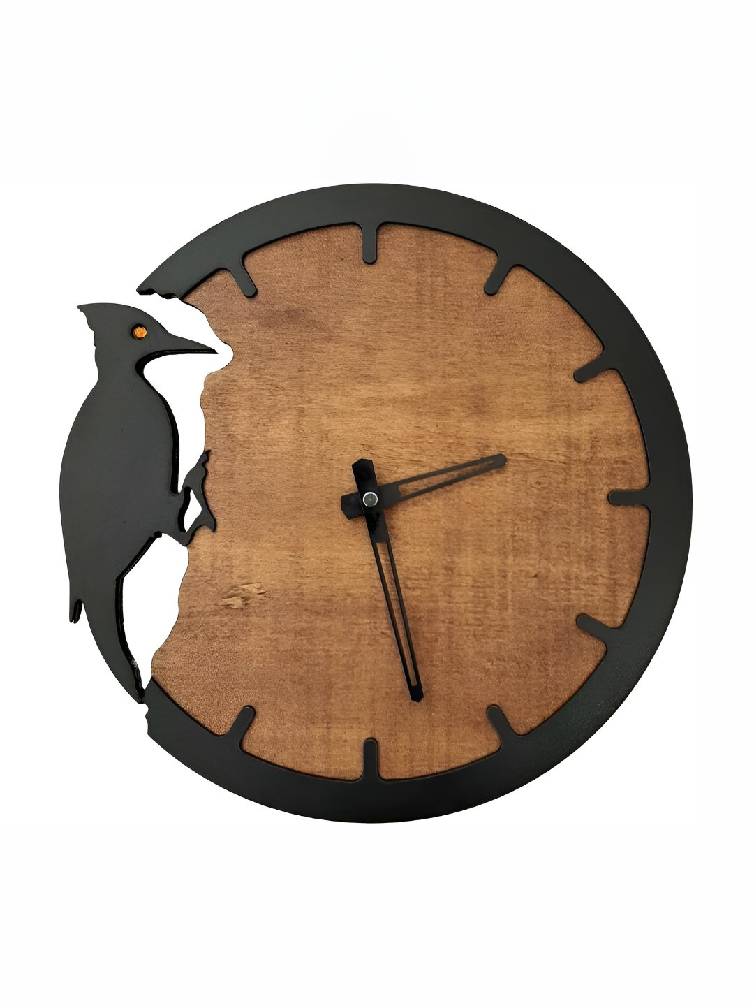 

QEZNEF Brown & Black Bird Shaped Contemporary Analogue Wooden Wall Clock