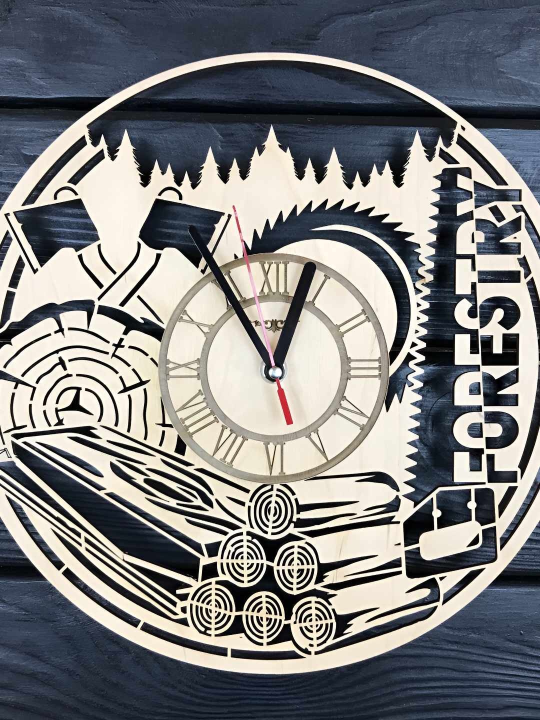 

QEZNEF Beige Printed Round Shaped Wooden Contemporary Wall Clock