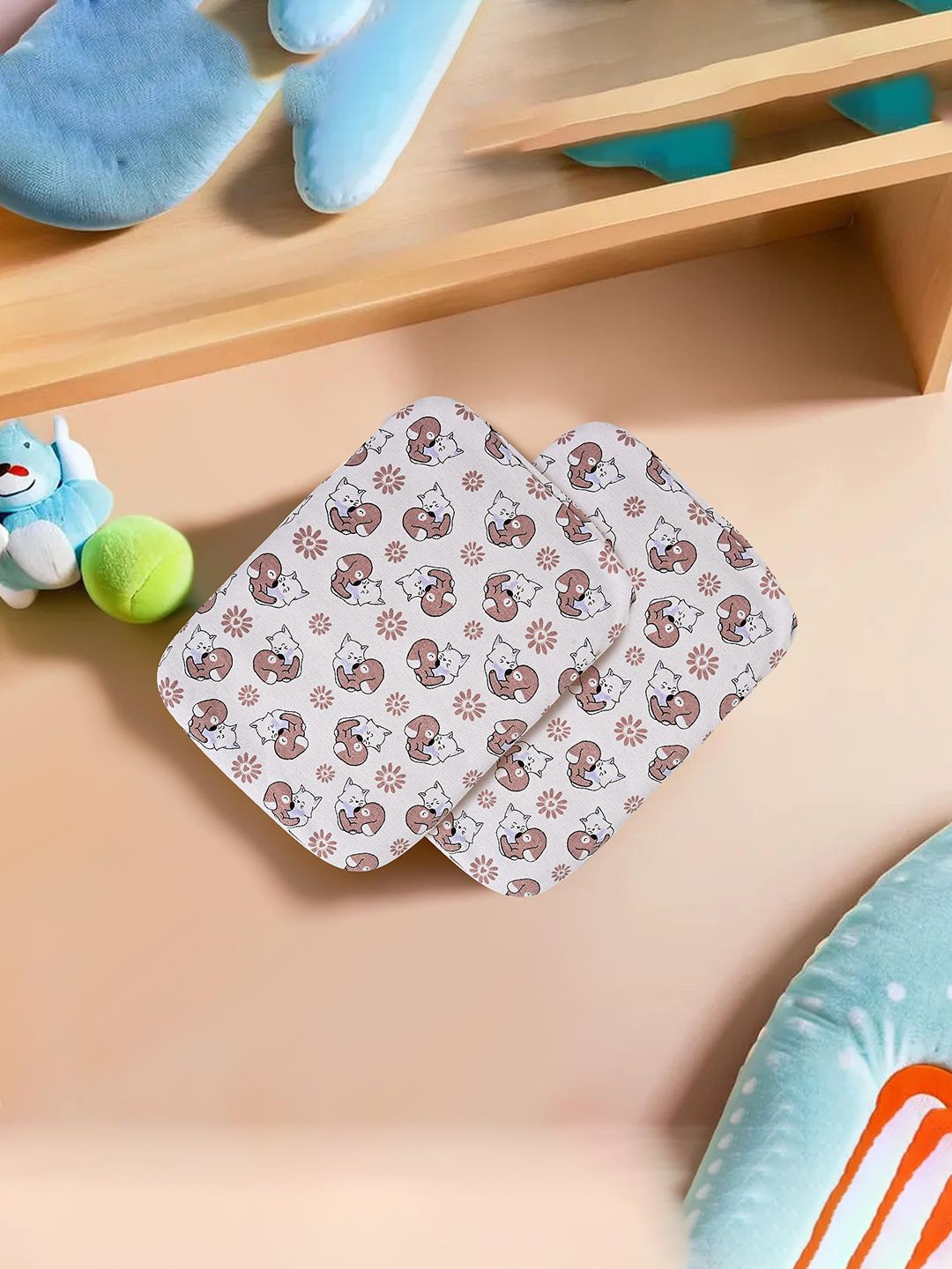

Kuber Industries Infants Pack Of 2 Printed Pillow, White