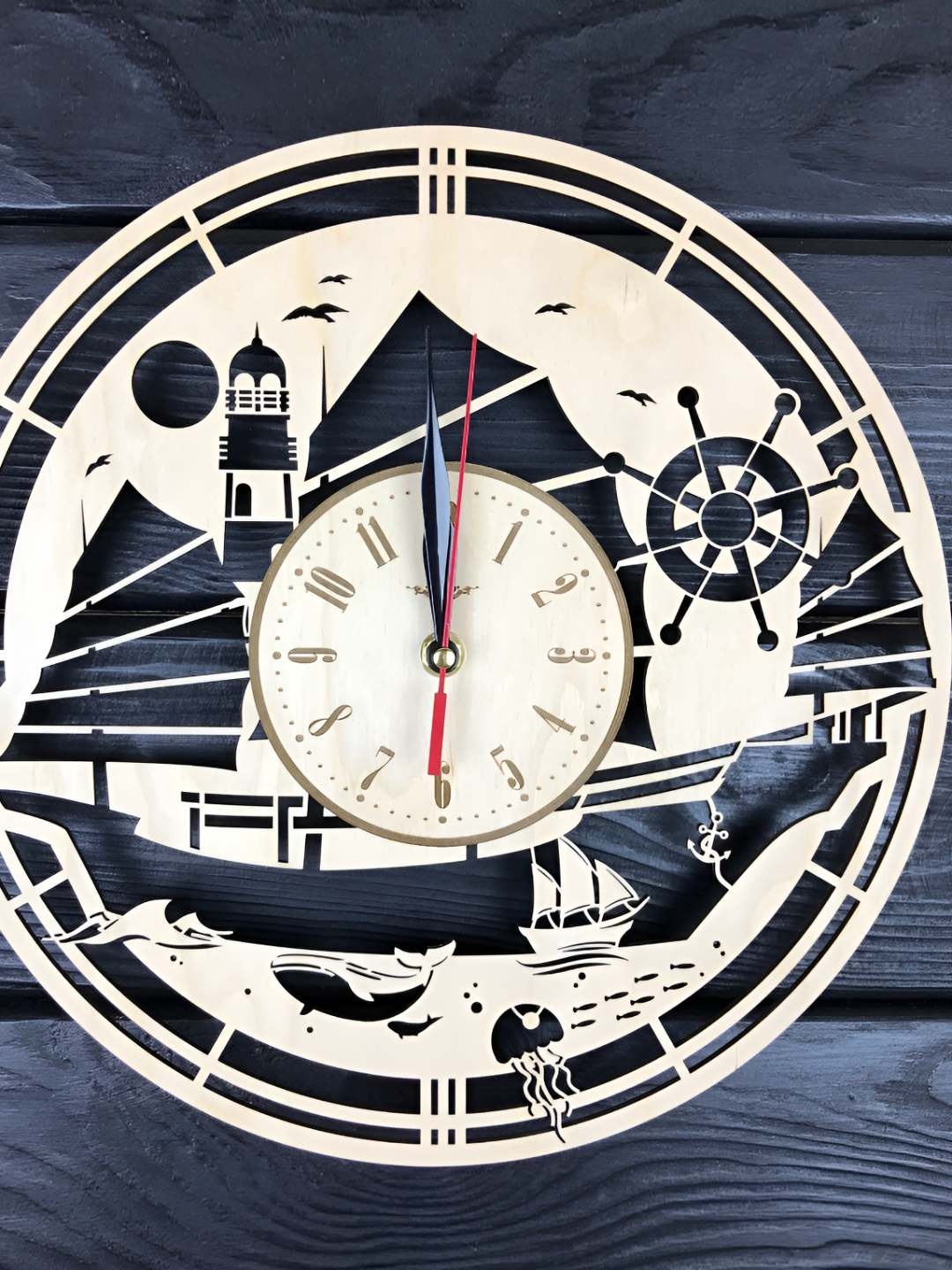 

QEZNEF Beige Textured Round Shaped Contemporary Analogue Wooden Wall Clock