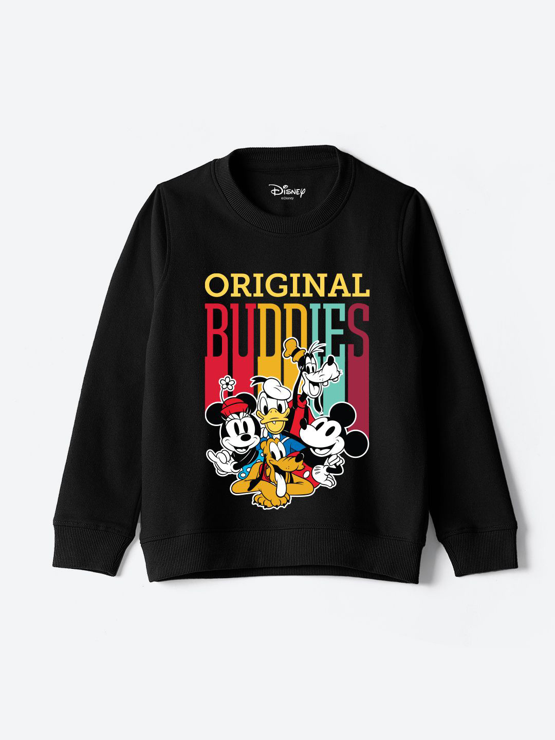 

YK Disney Boys Graphic Printed Round Neck Cotton Pullover Sweatshirt, Black