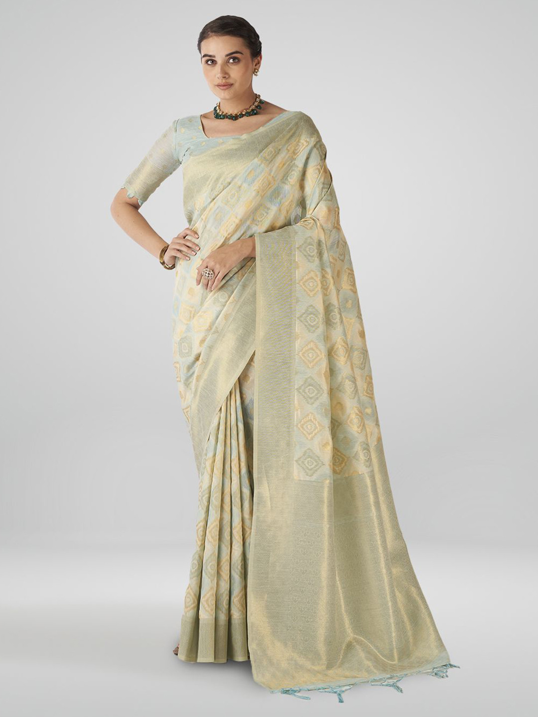 

SARHA Zari Pure Cotton Saree, Blue