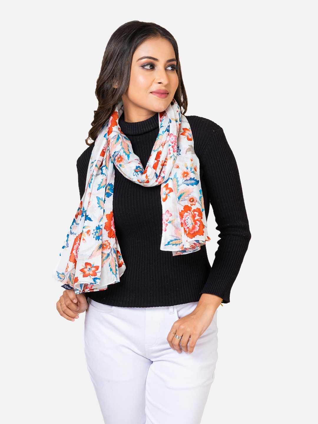 

AQVA Women Printed Scarf, White