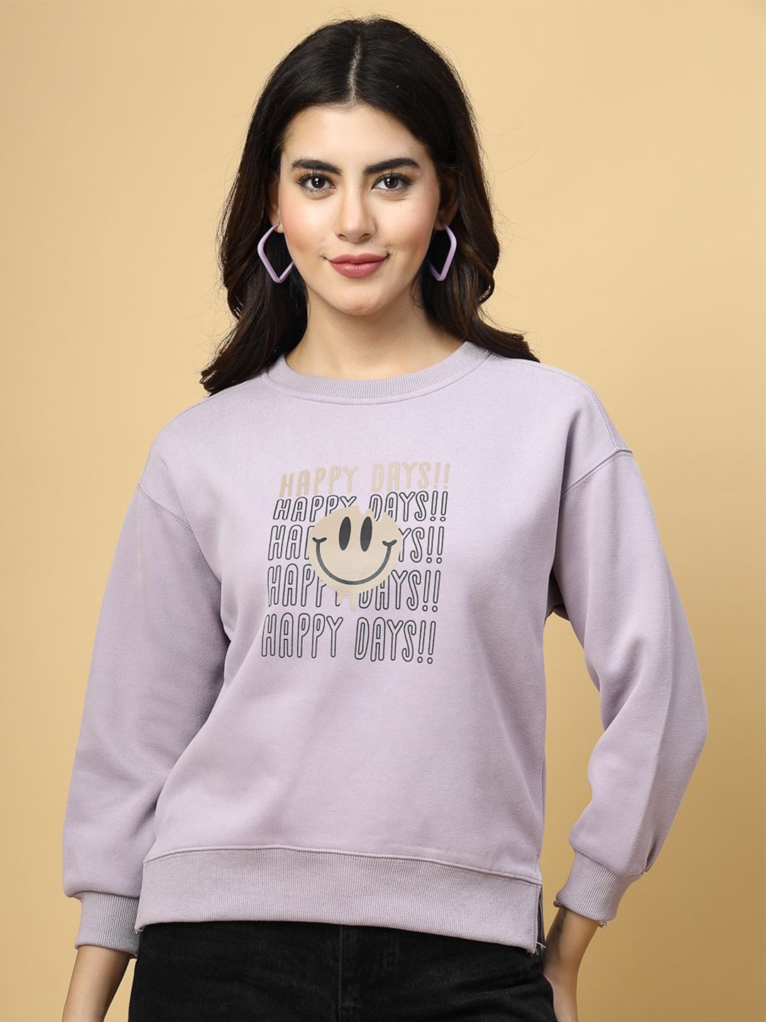 

Mafadeny Women Printed Sweatshirt, Mauve
