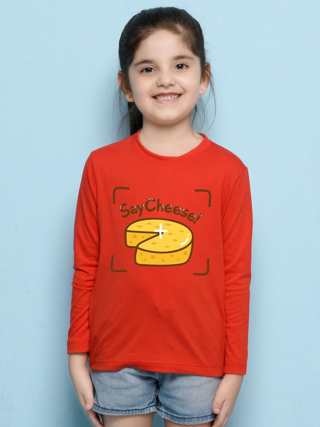

NUSYL Girls Graphic Printed Round Neck Cotton T-shirt, Red