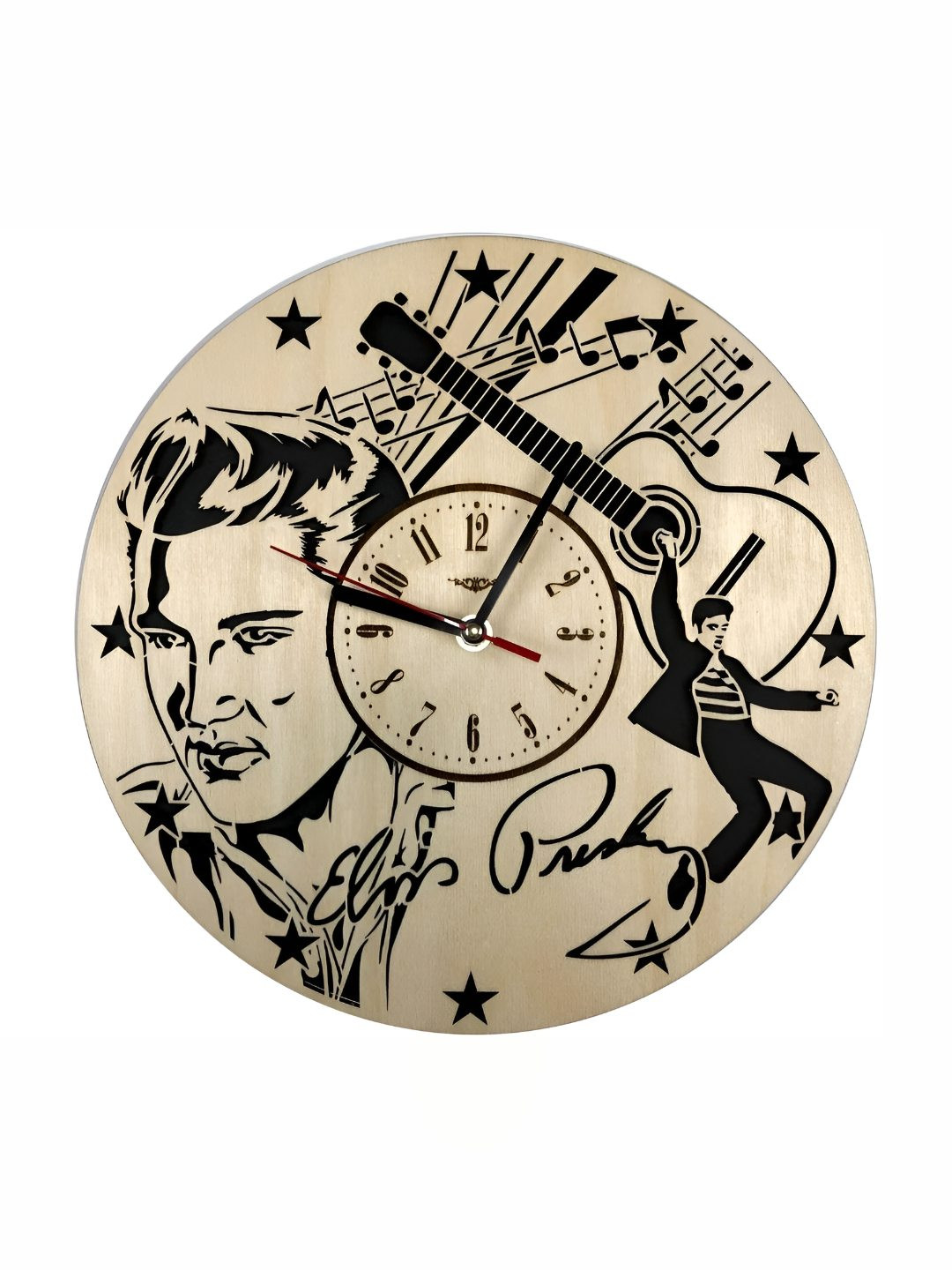 

QEZNEF Beige & Black Printed Round Analogue Wooden Wall Clock