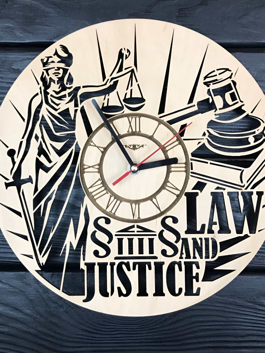 

QEZNEF Beige and black Textured Round Shaped Wooden Analogue Contemporary Wall Clock