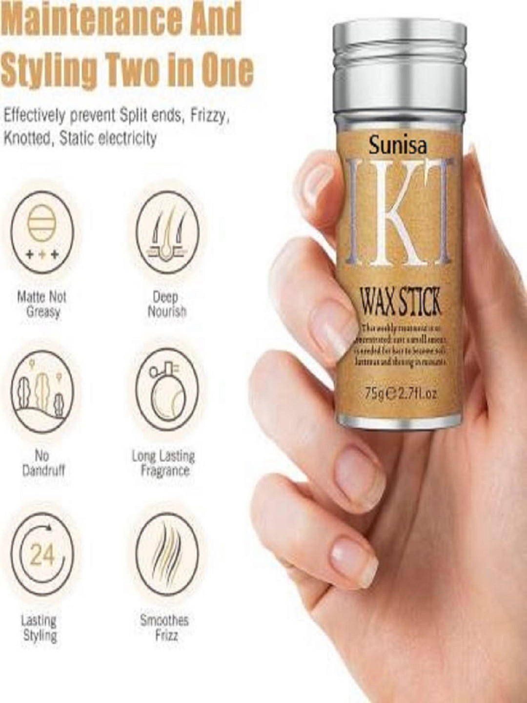 

SUNISA 24Hr Lasting Styling Wax Stick with Avocado & Beeswax-75g, Transparent