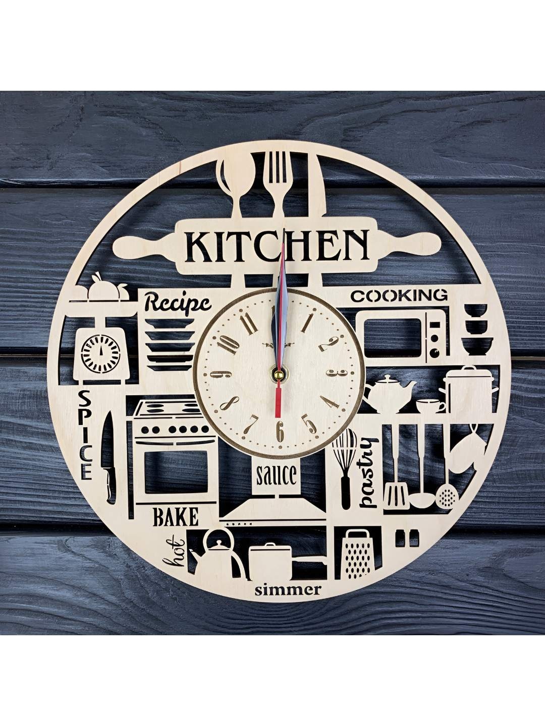 

QEZNEF Beige Textured Round Analogue Wooden Wall Clock Without Glass