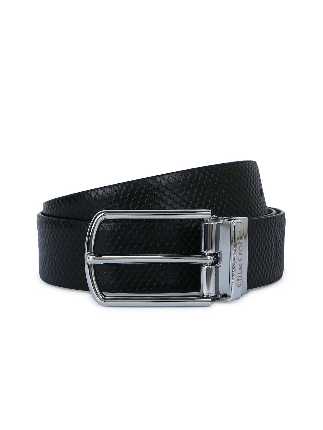 

Elite Crafts Men Textured Leather Reversible Formal Belt, Black