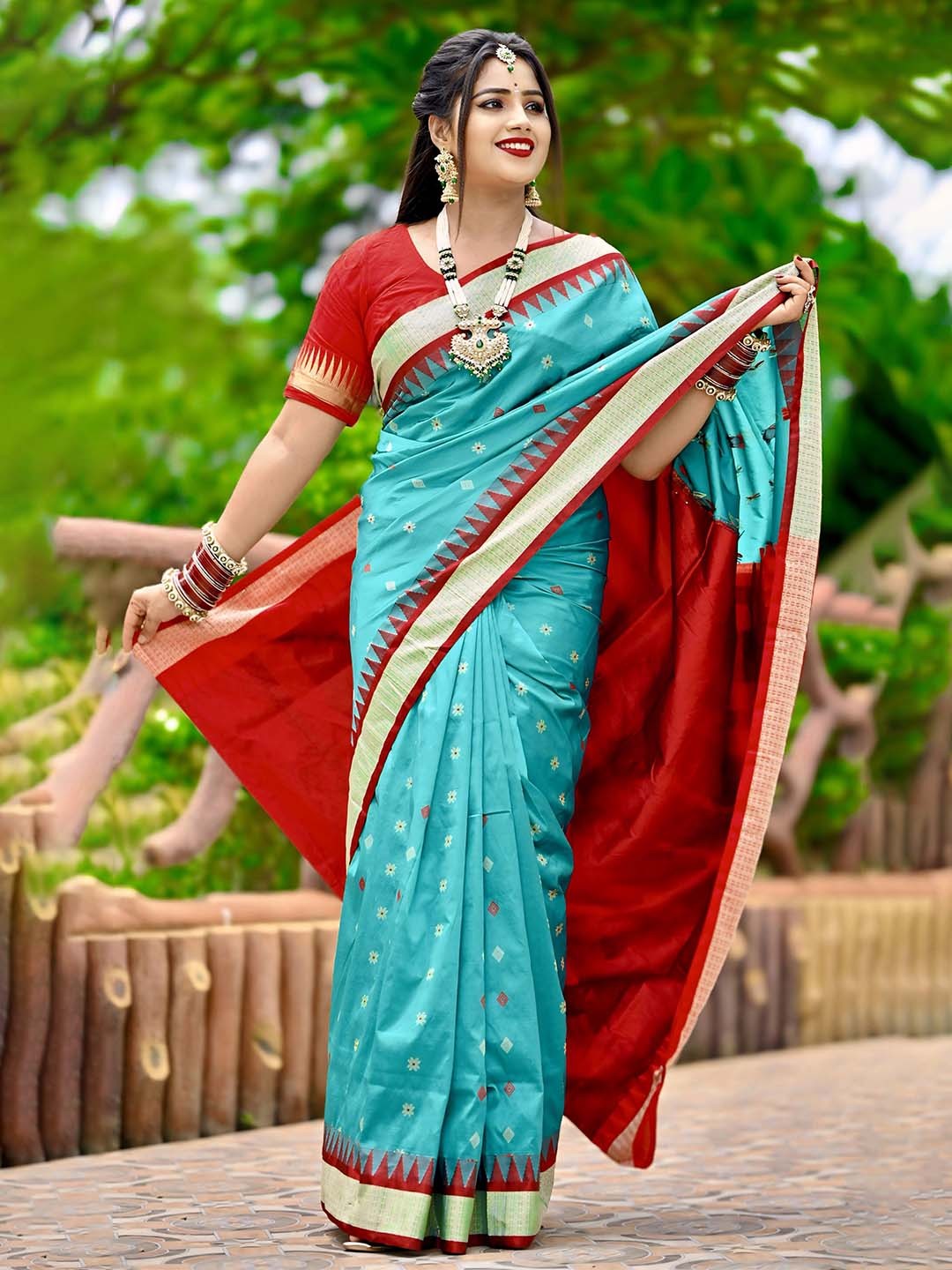 

Shopeezy Tex Fab Woven Design Zari Sambalpuri Saree, Blue