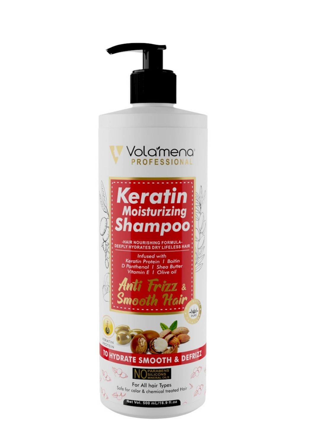 

Volamena Anti Frizz Keratin Moisturizing Shampoo- 500ml, Off white
