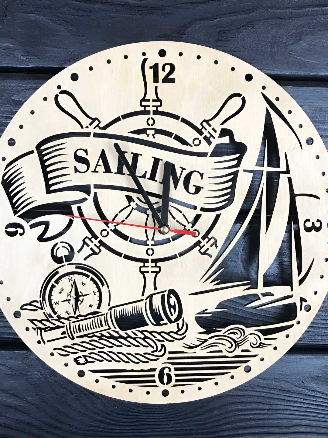 

QEZNEF Beige & Black Printed Round Shaped Analogue Wooden Wall Clock