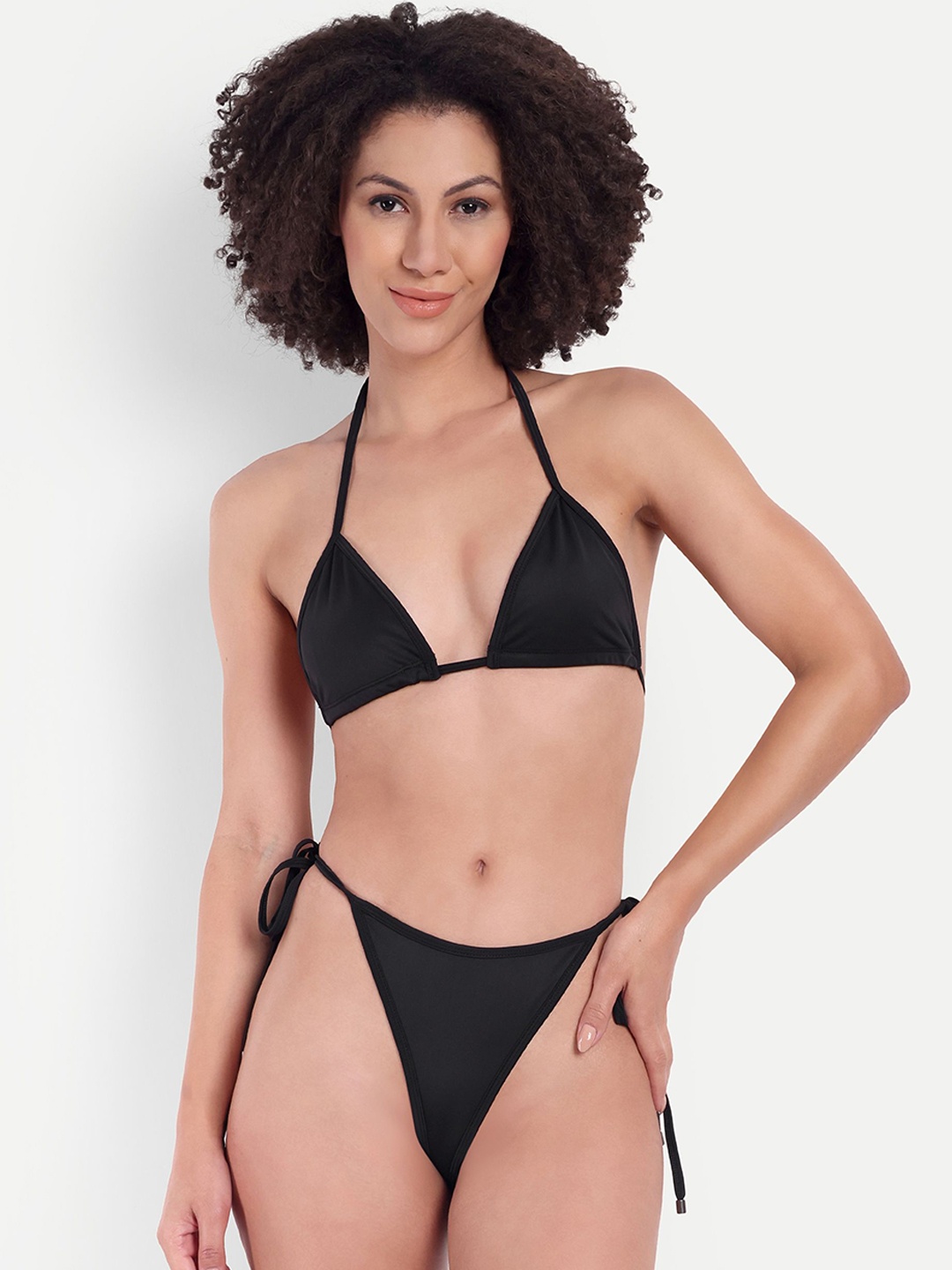 

So What Women Tie-Ups Bikini Set with Sarong, Black