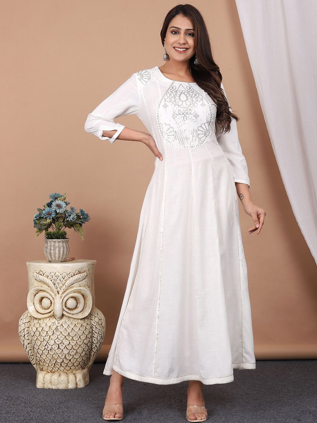 

Readiprint Embellished A-Line Maxi Dress, White