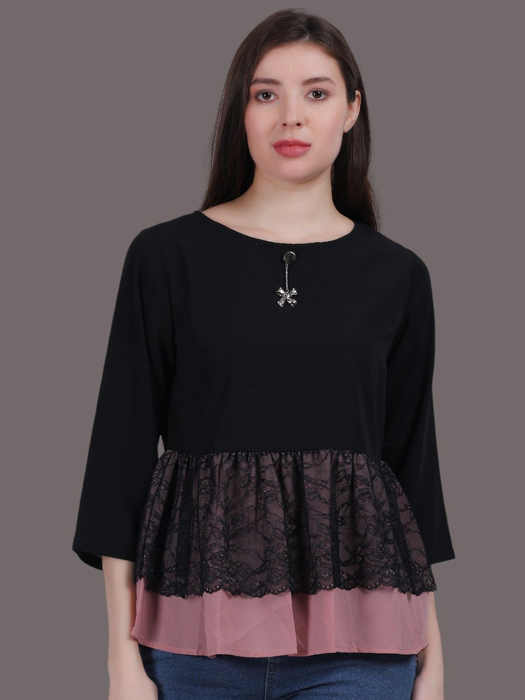 

Aumbe Women Solid Boat Neck Top, Pink