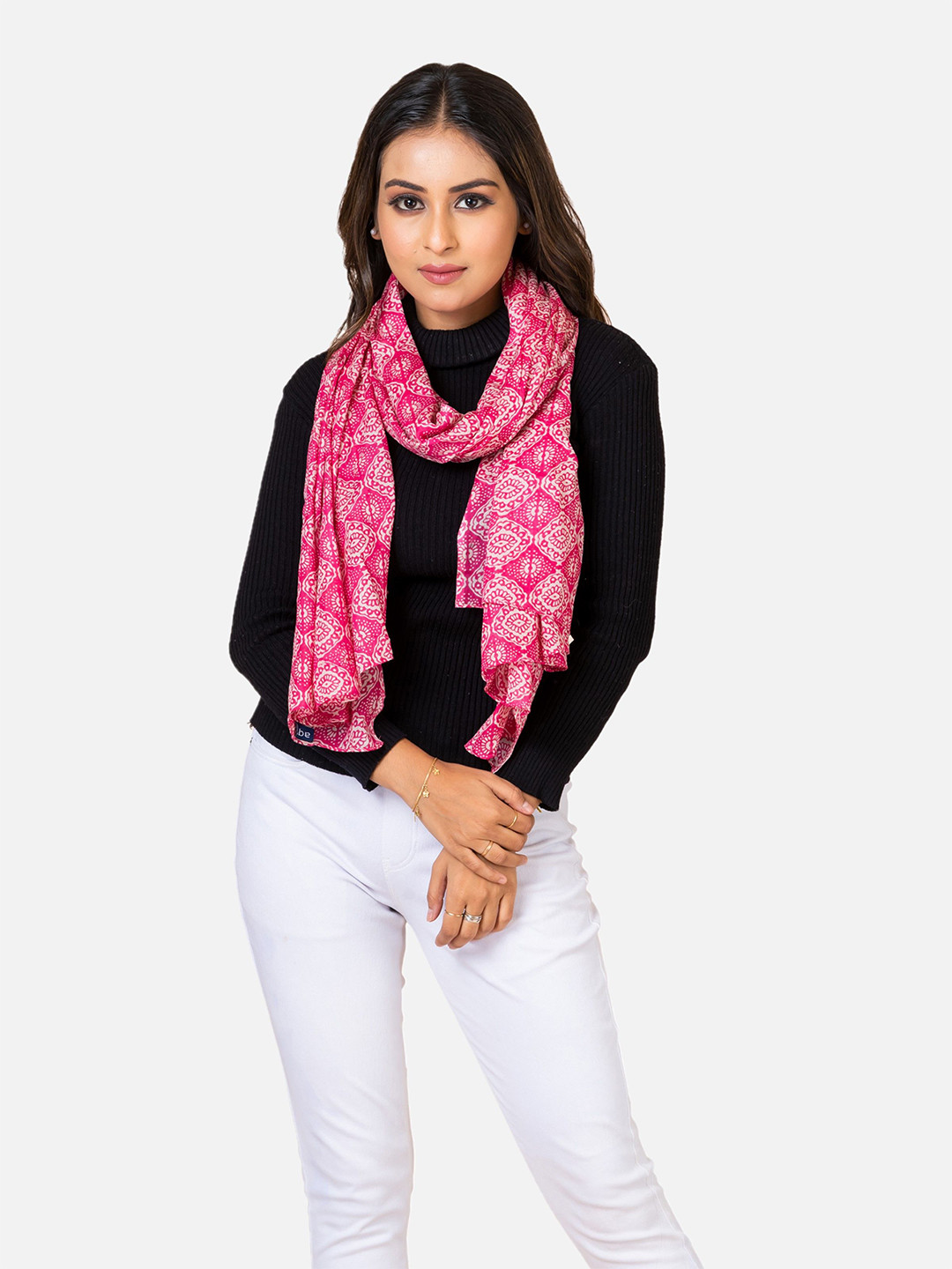

AQVA Women Ethnic Motifs Printed Cotton Scarf, Pink