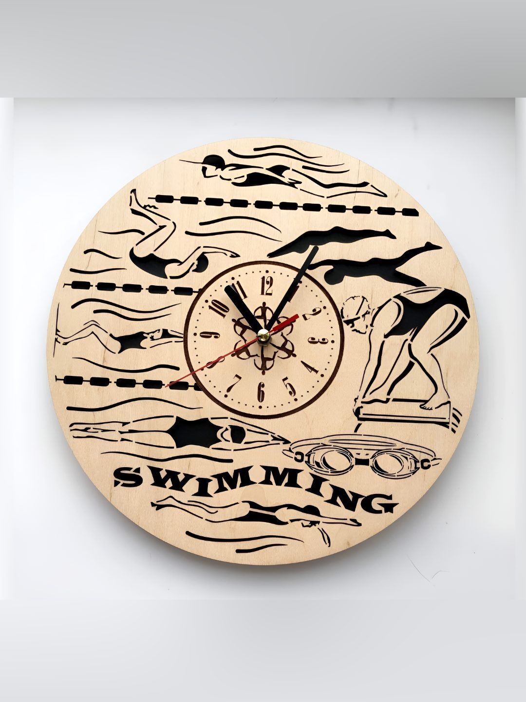 

QEZNEF Beige & Black Printed Round Analogue Wooden Wall Clock Without Glass