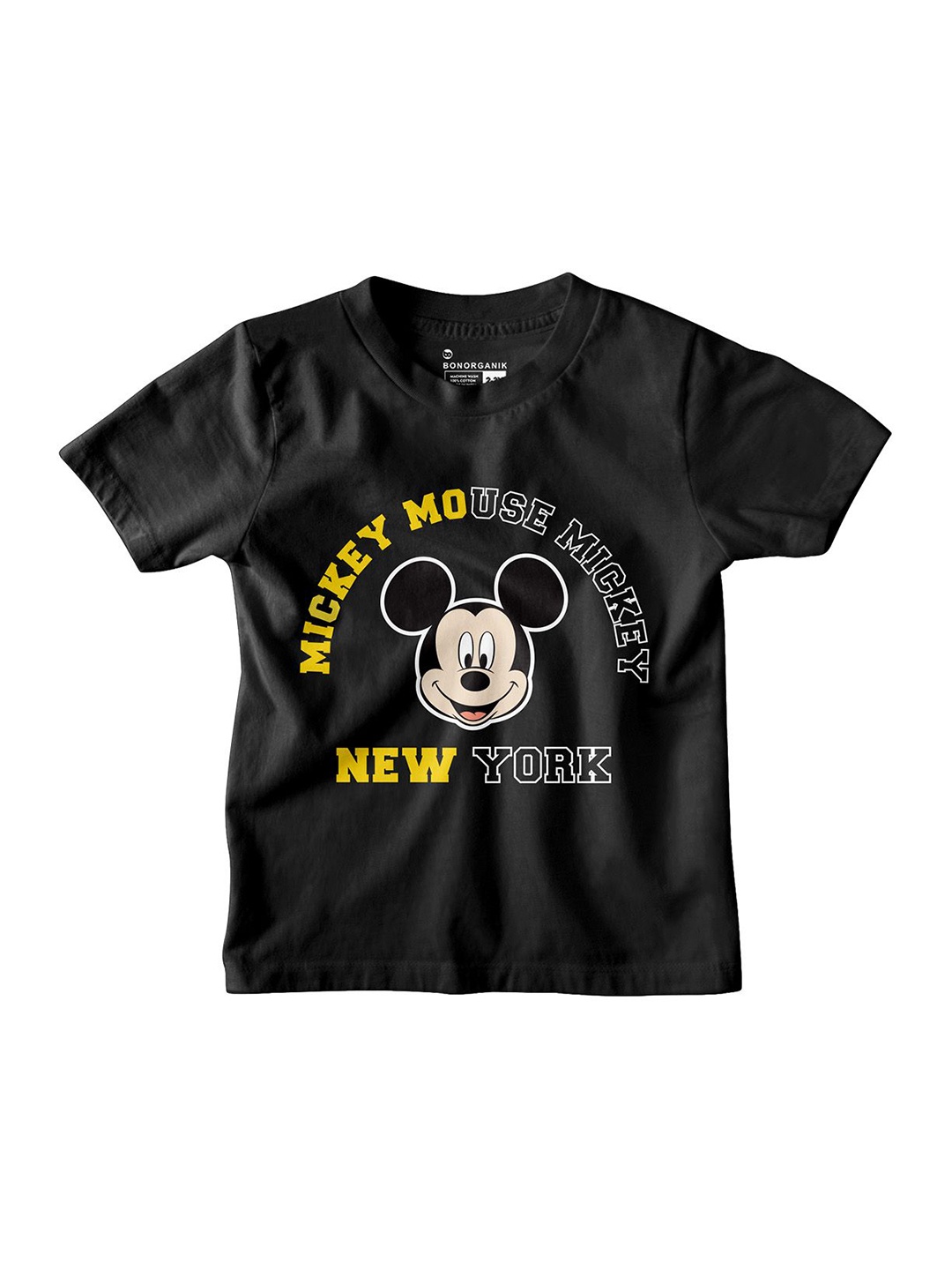 

BonOrganik Boys Graphic Printed Round Neck Cotton T-shirt, Black