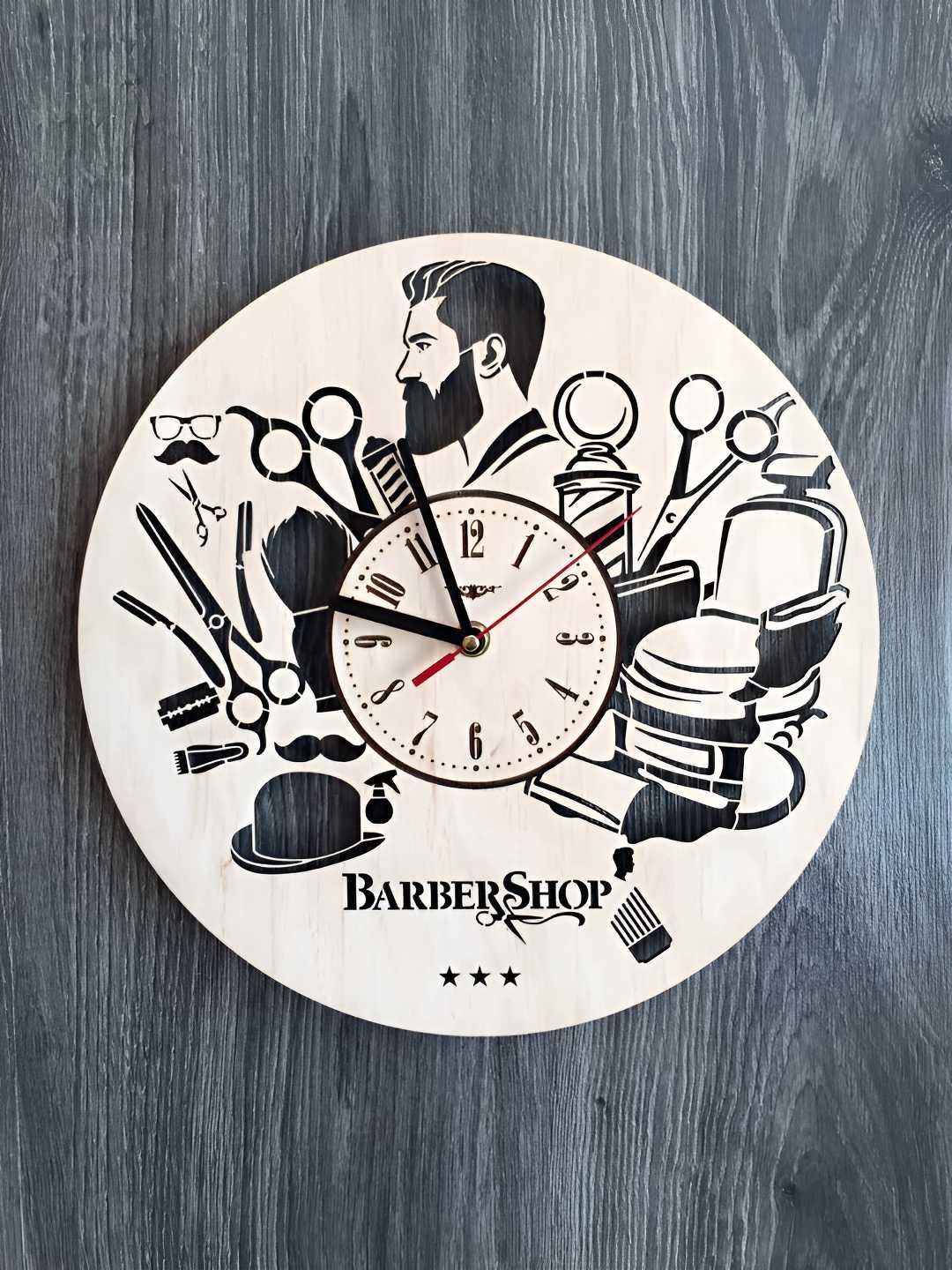 

QEZNEF Beige and Black Textured Round Shaped Wooden Analogue Contemporary Wall Clock