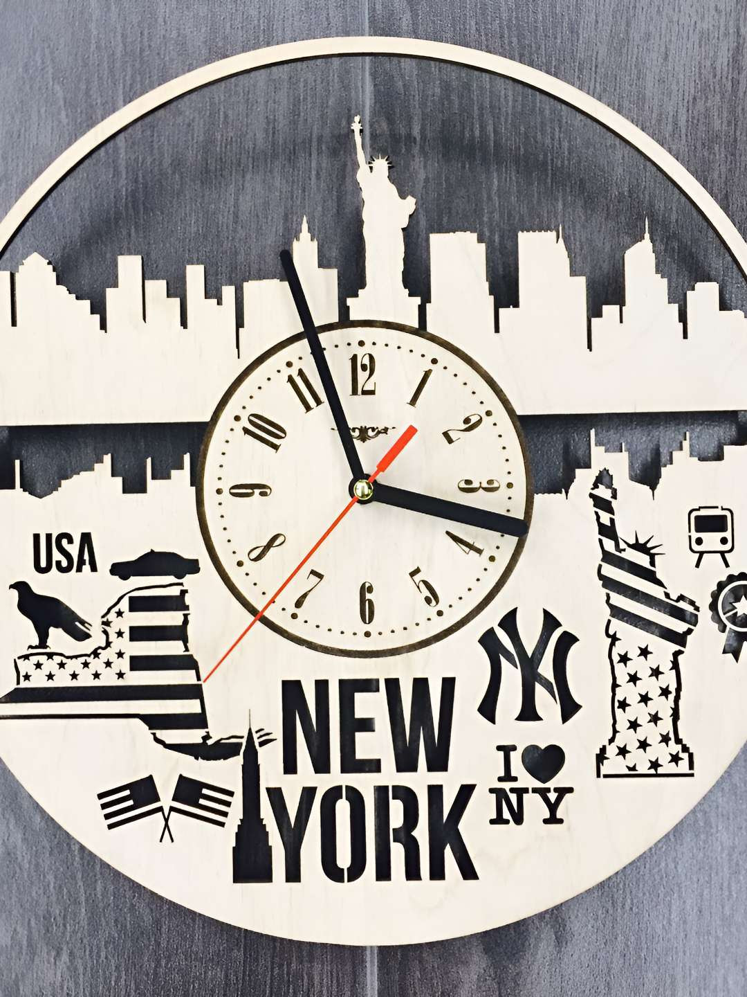 

QEZNEF Beige Textured Round Analogue Wooden Wall Clock Without Glass