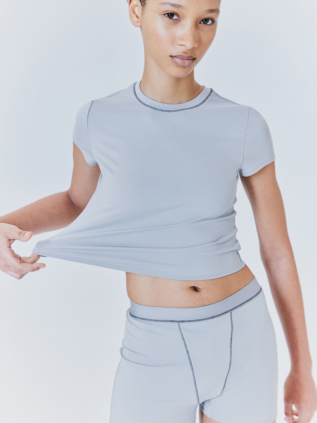

H&M Women Pyjama T-Shirt & Boxer Shorts, Grey