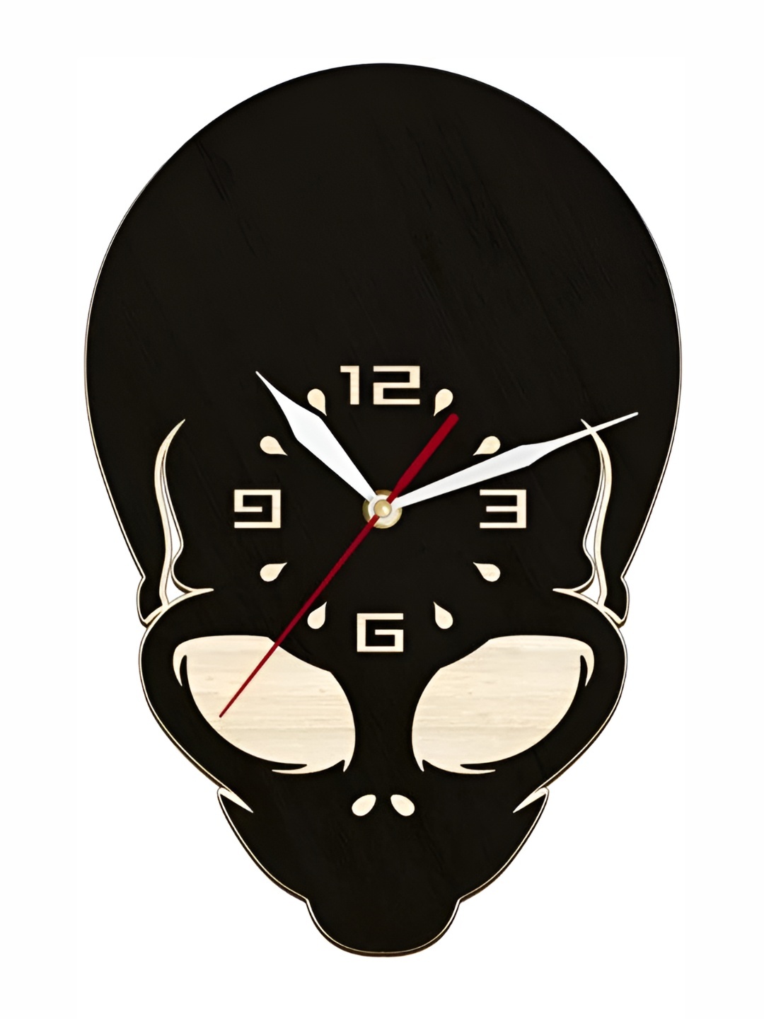

QEZNEF Black & White Quirky Shaped Contemporary Wooden Wall Clock